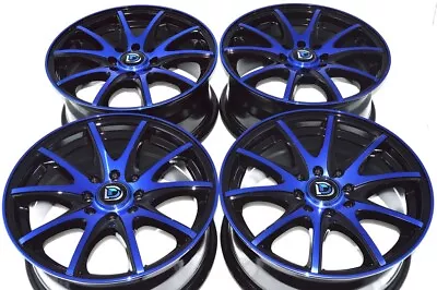 4 New DDR ST15 15x6.5 4x100/114.3 40mm Black/Polished Blue 15  Wheels Rims • $609