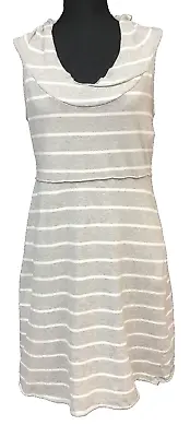 Marc New York Dress Womens Large Hooded Fitted Gray White Striped Athleisure • $12.94