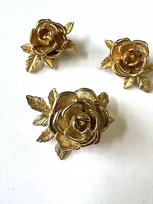 Vintage Sarah Coventry American Beauty  1961 Rose Set Earrings And Brooch • $8