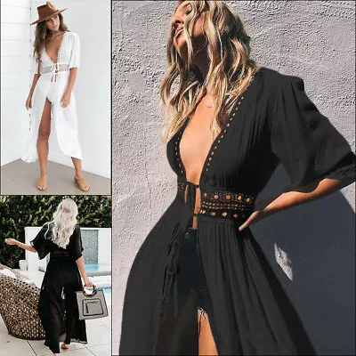 Women Sexy Casual Summer Boho Beach Long Maxi Slit Dress Cocktail Party Sundress • $15.59