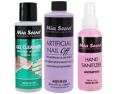 Mia Secret Gel Cleanser Hand Sanitizer & Artificial Nail Off - 4 Oz Each • $25.82