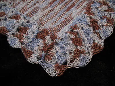 NEW Handmade Crochet Baby Blanket Afghan (Blues & Browns) • $34