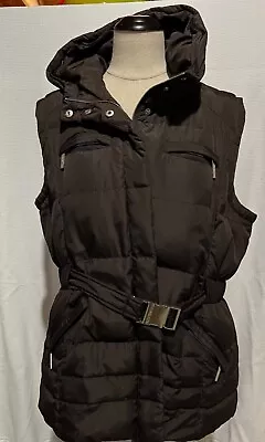 Womens Brown MICHAEL KORS Hooded Vest Size XL With Removable Fur Trim  • $31.50
