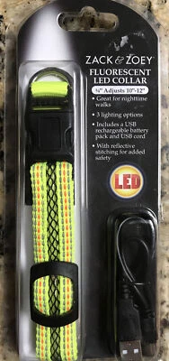 ZACK & ZOEY Fluorescent Yellow Rechargeable LED Dog Pet Reflective Collar • $5.99