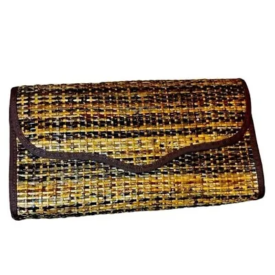 Vintage Woven Italian Bag Envelope Clutch / Crossbody / Shoulder Bag Woven Straw • $30