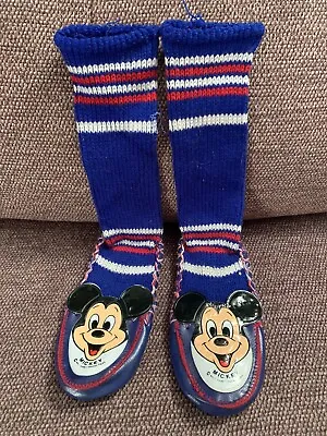 Walt Disney Kids SLIPPERS SZ 7.5 MICKEY MOUSE CLUB Shoes Booties Vintage • $24.99