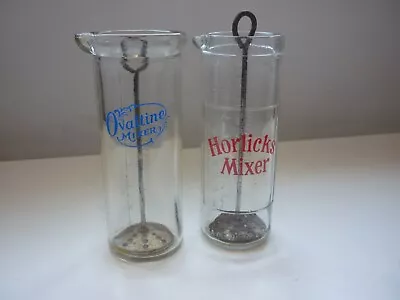 Vintage Horlicks &  Ovaltine  6   Tall Glass Mixer Jugs & Plungers • £12.99