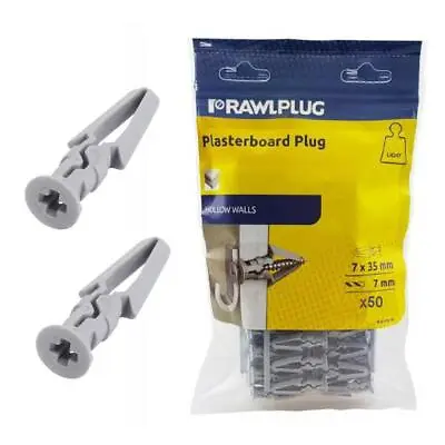 50 X Genuine Rawl Plasterboard Hollow Wall Plugs 7 X 35mm Expansion Fixings • £4.99