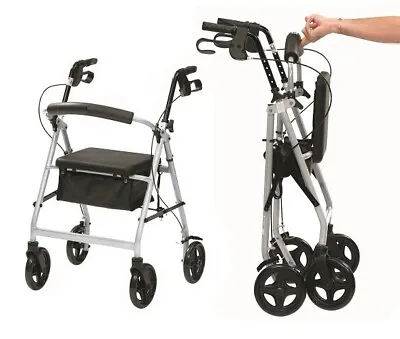 £74.99 • Buy Ultra Lightweight Rollator Wheeled Walking Aid Frame 4 Wheel Mobility Walker
