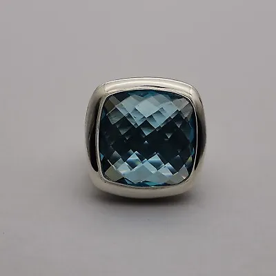 David Yurman Sterling SIlver Albion Ring With Blue Topaz 20x20mm Size 7 • $275