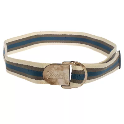 Gucci Tricolor Web Belt With Engraved Gucci Script Logo D Ring Buckle 90 CM • $170.10