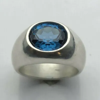 Natural London Blue Topaz Gemstone With 925 Sterling Silver Ring For Men's AJ643 • $93.44
