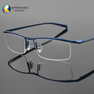 Men's Half Rimless Titanium Eyeglass Frame Spectacles Glasses Optical Eyewear Rx • $29.95