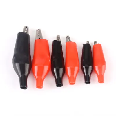 Crocodile Clips Black Red Test Clip Alligator Connector With Insulated PVC Cover • £1.19