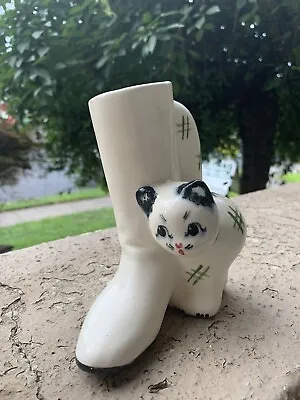 Vintage  BLOCK POTTERY Cat With Boot Vase California • $16