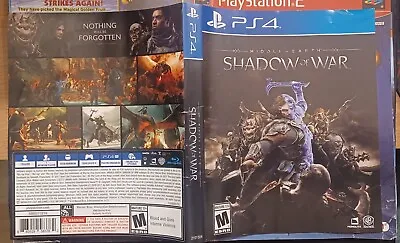 💥Box Art Cover ARTWORK ONLY💥 Middle-Earth Shadow Of War Sony PlayStation 4 Ps4 • $2.99