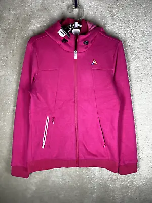 Le Coq Sportif Zip Up Hoodie Jumper Size S Womens Pink Logo Long Sleeve • £19.38