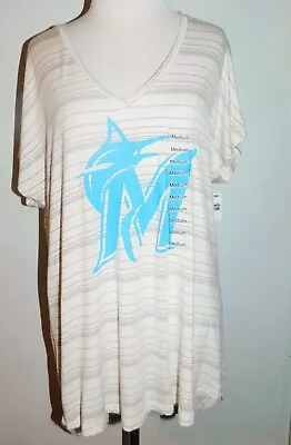 Miami Marlins Women's Round Neck Shirt Medium Striped • $13