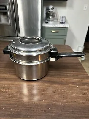 Vintage 2 Qt Flint Ecko Double Boiler Pot SS Stainless Steel • $30