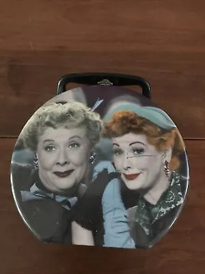 Vintage I Love Lucy With Ethel Round Metal Tote Lunch Box Collectable Tin • $22.50