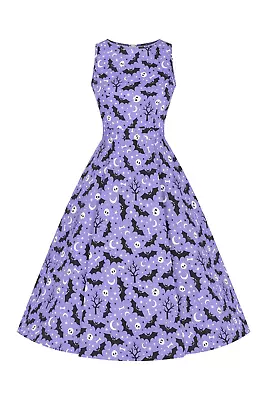 Batz Hepburn Dress Lady V Vintage London Halloween Purple Bats 16-20 • $62.23