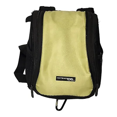 Nintendo DS Mini Backpack Carrying Case Bag Green Black Zipper Flap Side Pouches • $13.50