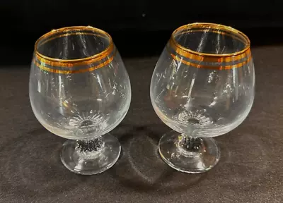 Vintage Gold Rimmed 5.5  Brandy Snifters Set Of 2 • $15