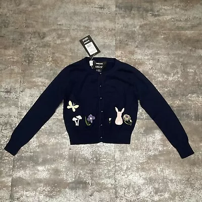 NWT ModCloth Collectif Jessie Enchanted Meadow Navy Bunny Cardigan Sz XXS/US 2 • $25