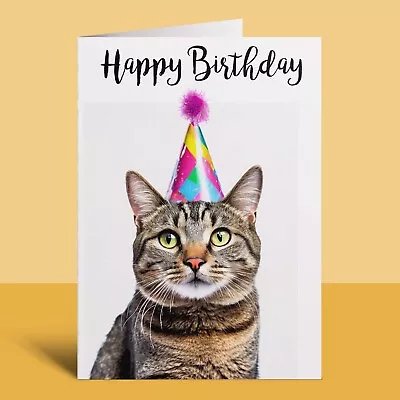 Tabby Cat Birthday Card For Mum Sister Brother Dad Friend Her Him Fun Card • £3.75