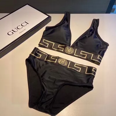 Versace Black Two-Piece Bikini Swimsuit Designer Swimwear Size S • $88