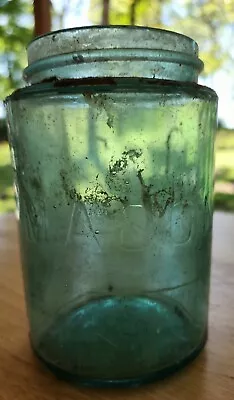 RARE Vintage Blue Glass Atlas Mason Pint Canning Jar  • $44.01