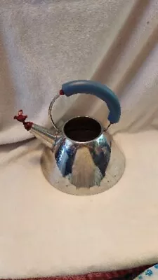 Alessi Michael Graves 9093 Tea Kettle No Lid Broken Bird Whistle Blue Handle U12 • $50