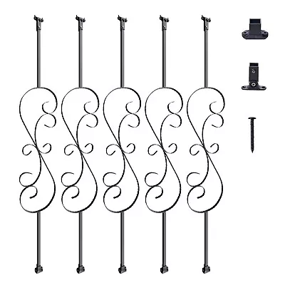 VEVOR Staircase Metal Balusters 44'' Steel Deck Spindles W/ Shoes Screw S Shape • $78.99