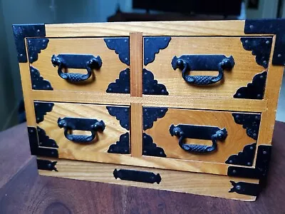 $165 • Buy Vintage Japanese Tansu Wood Chest Storage Box 4 Draws Superb Condition 