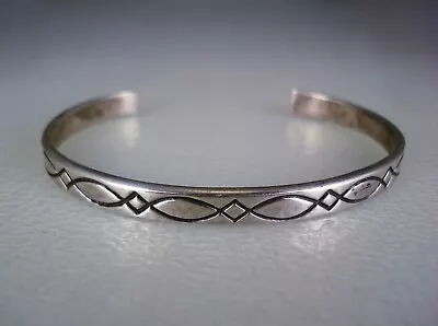 VINTAGE SOUTHWESTERN STAMPED STERLING SILVER BRACELET Signed • $6