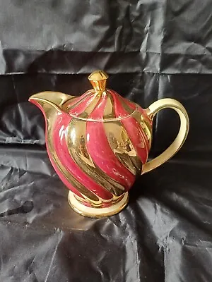 Rare Sadler Vintage Lustre Gold And Red Tea Pot • £8.94