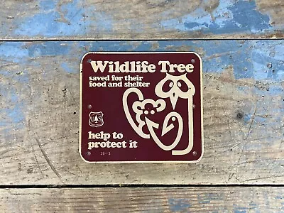 Vintage Wildlife Tree US Forest Service Tree Small Sign Metal • $35