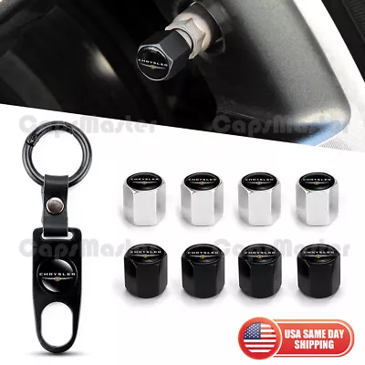 Car Wheel Tire Valve Dust Stem Air Cap Cover + Keychain Ring Chrysler Logo Sport • $9.99