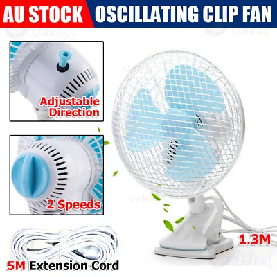 $24.19 • Buy Clip Fan 180mm 2 Speed Power Saver Oscillating Grow Tent Hydroponics/ Desk Fan