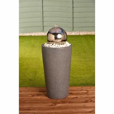 £120 • Buy New Stainless Steel Self Contained Grey Gazing Ball Water Feature Garden Patio