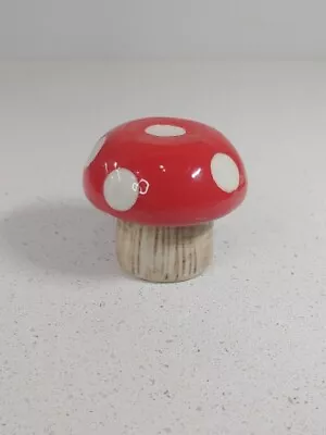 Small Ceramic Red White Mushroom Figurine Cottagecore • $12.99