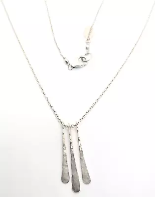 Hammered Artisan Sterling Silver Drop Necklace Signed • $26