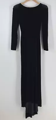 Carla Zampatti Womens Maxi Ball Gown Velvet Dress Size 6 Black Long Sleeve068547 • $249.95