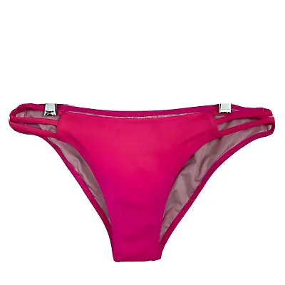 Victoria's Secret Bikini Bottoms Womens Sz M Hot Pink Strappy Cheeky Stretch • $16.25
