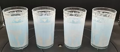 Vtg Lot Of 4 Jeanette Wedgwood Blue Hellenic Drinking Glasses Tumblers 16 Oz • $22.99