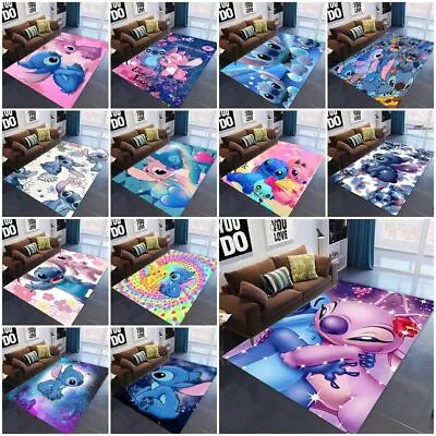 Lilo & Stitch Cartoon Floor Rug Carpet Bedroom Doormat Living Room Anti-Slip Mat • £6.99