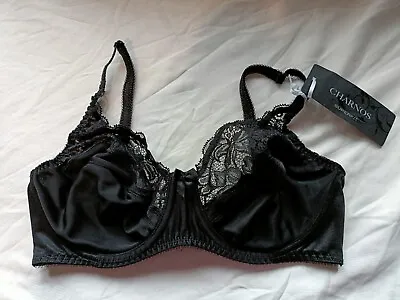£18.99 • Buy Charnos Superfit 131 Underwired Full Cup Lace Satin Bra 32D Black New With Tags