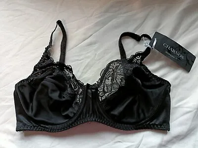 Charnos Superfit 131 Underwired Full Cup Lace Satin Bra 32D Black New With Tags • £15