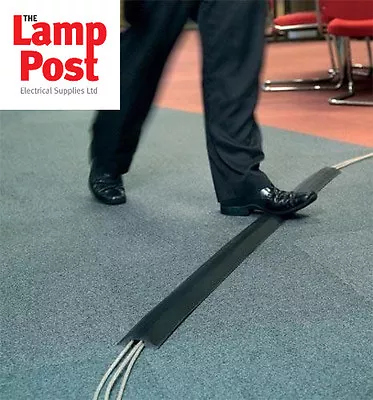 Greenbrook Black PVC Rubber Cable Tidy Floor Cover Protector Trunking 64 X 11mm • £20.99