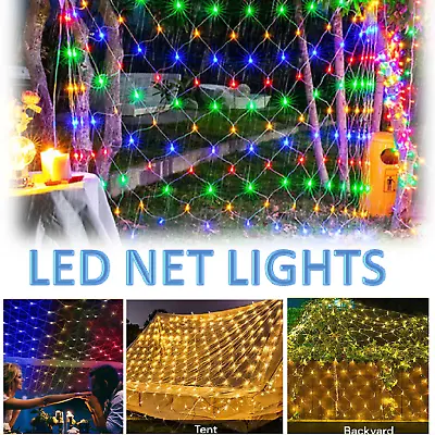 LED Net Light Curtain String Fairy Light Xmas Wedding Party Garden Outdoor Decor • $27.99